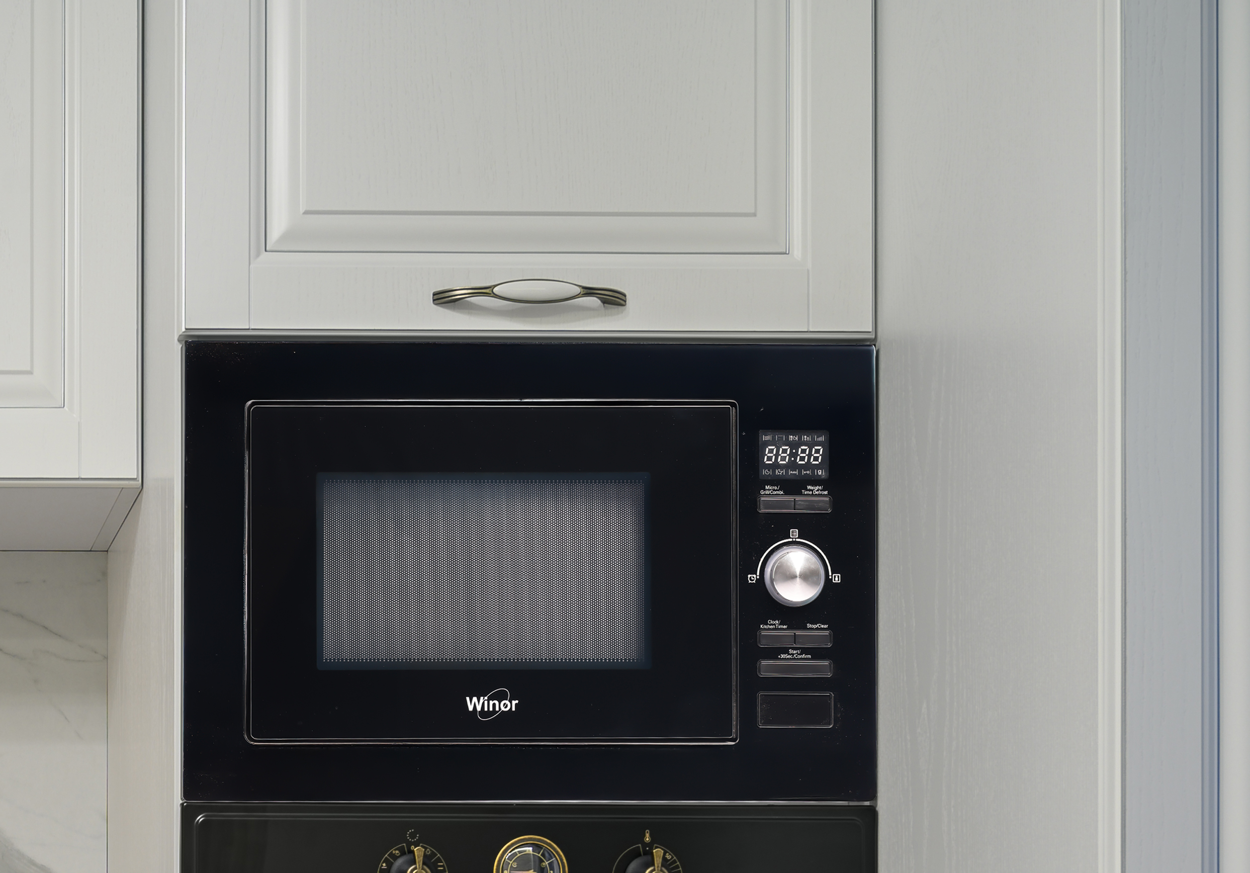 White kitchen in classic style, front view Microwave Ovens - JYAG925BV1 - Image 1