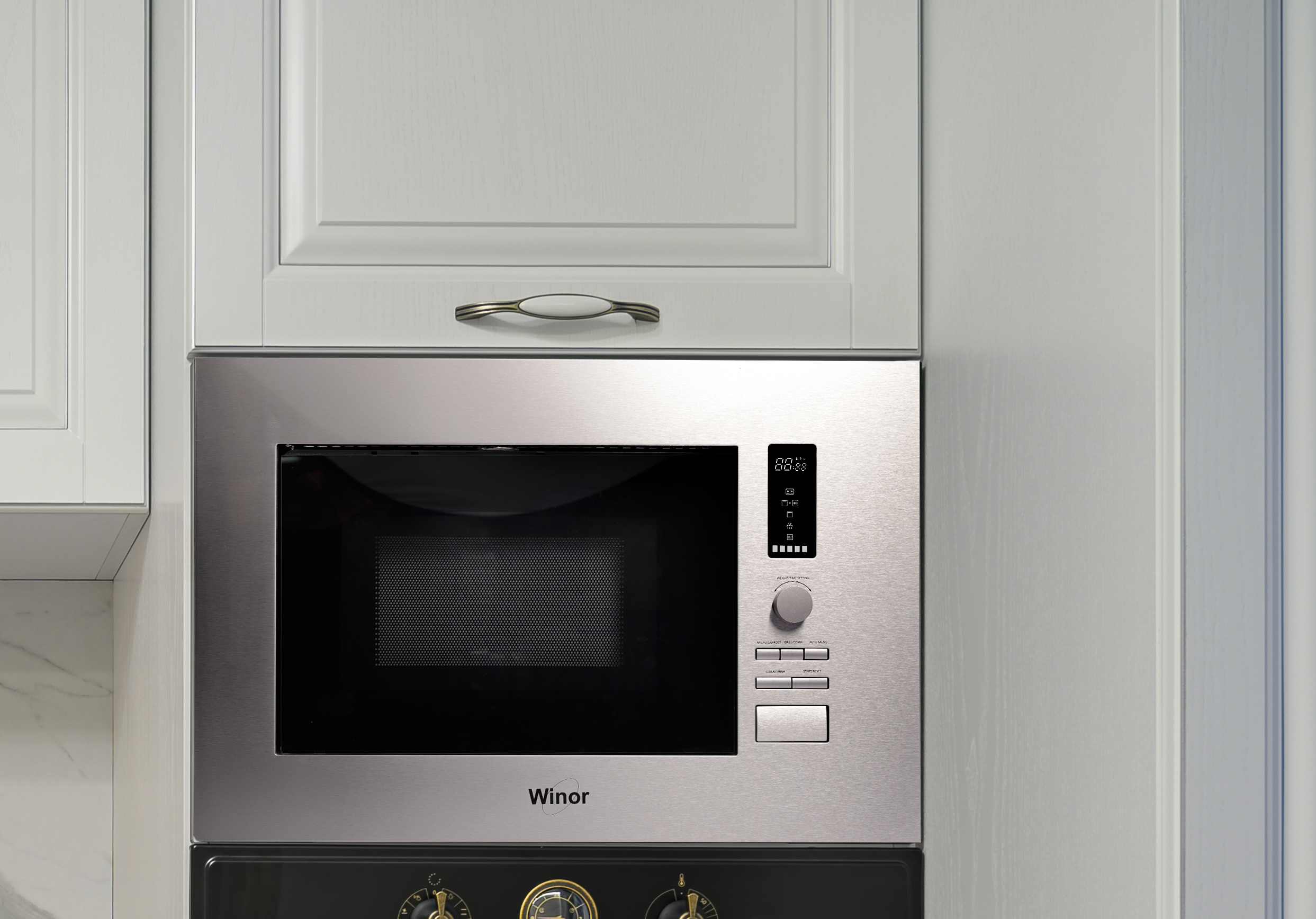 White kitchen in classic style, front view Microwave Ovens - JYHM20E01 - Image 1